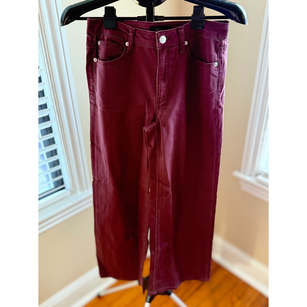 Quince Bella Stretch Wide Leg Jeans Wine Tasting Red Size 27 W-PNT-205 Burgundy